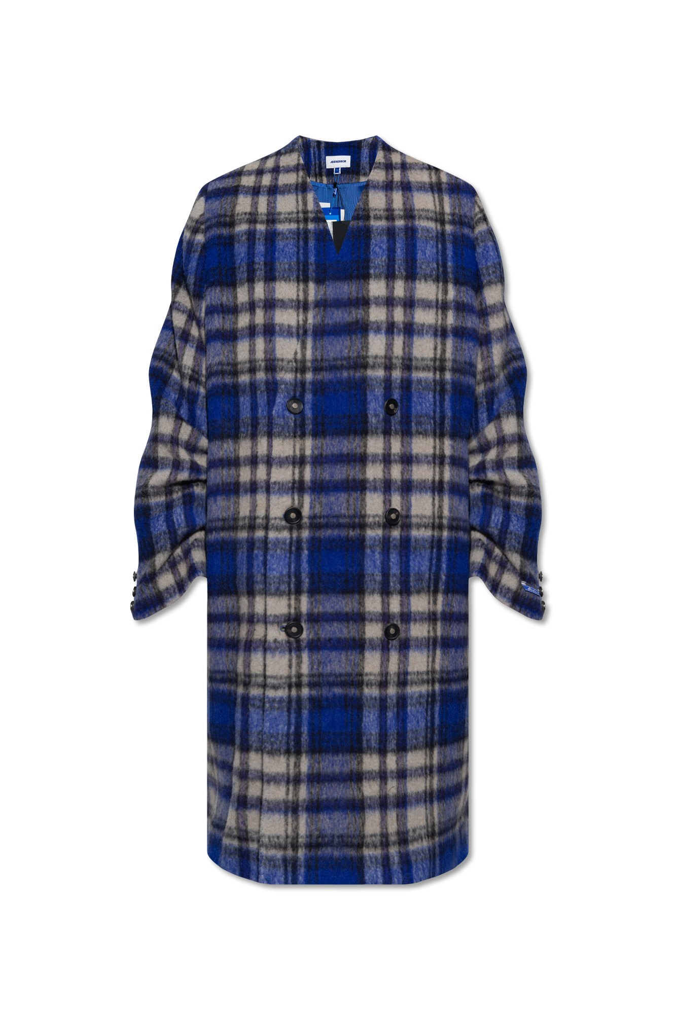 Blue Double-breasted check coat Ader Error - Vitkac Canada